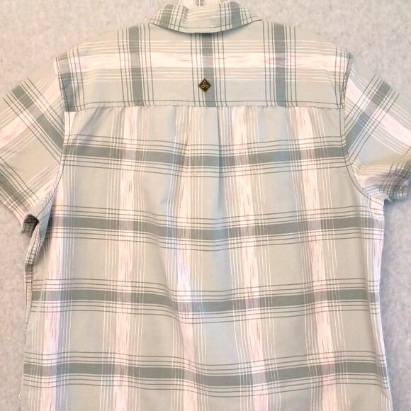 Prana Tamrack Shirt Size M Short Sleeve Button Front Organic Cotton Beachy - Picture 7 of 10